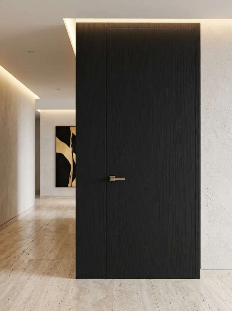 Ash Black Premier Soft minimalist luxury villa flush interior door application