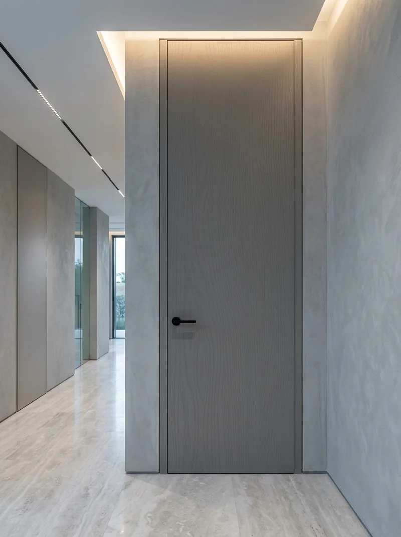 Ash Gray Premier Soft minimalist luxury villa flush interior door application