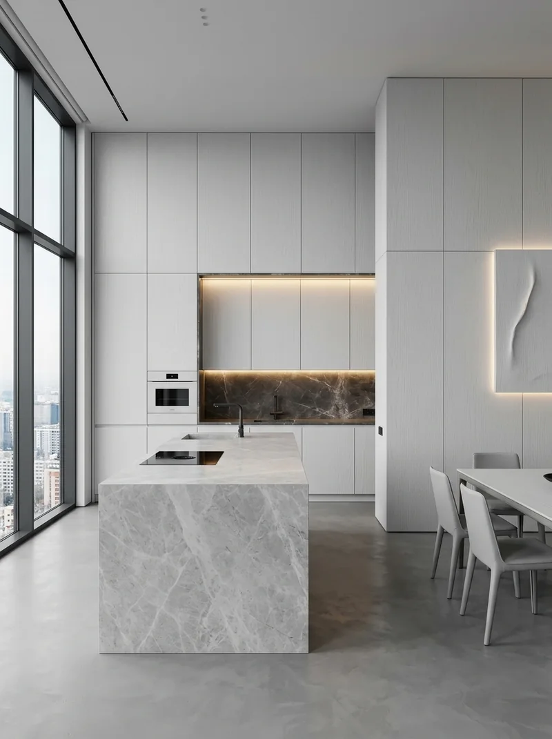 Ash White Premier Soft bespoke cabinetry and architectural wall paneling application