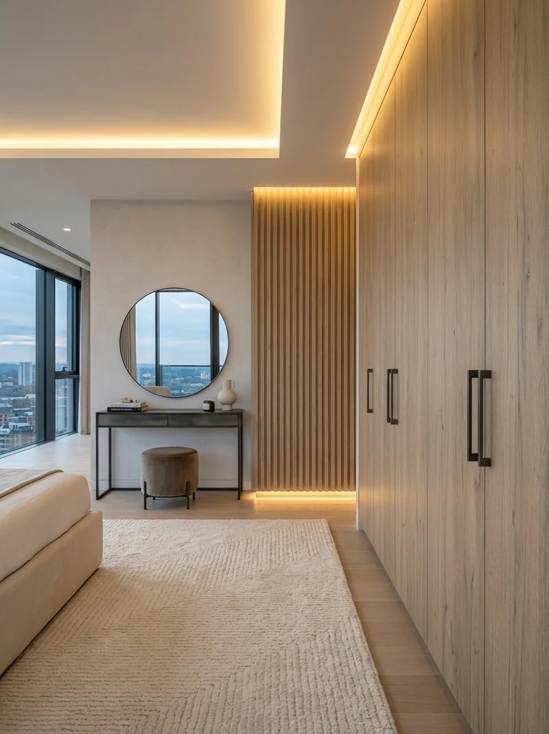 Canyon Flagstaff Oak Soft 408 bespoke cabinetry and architectural wall paneling application