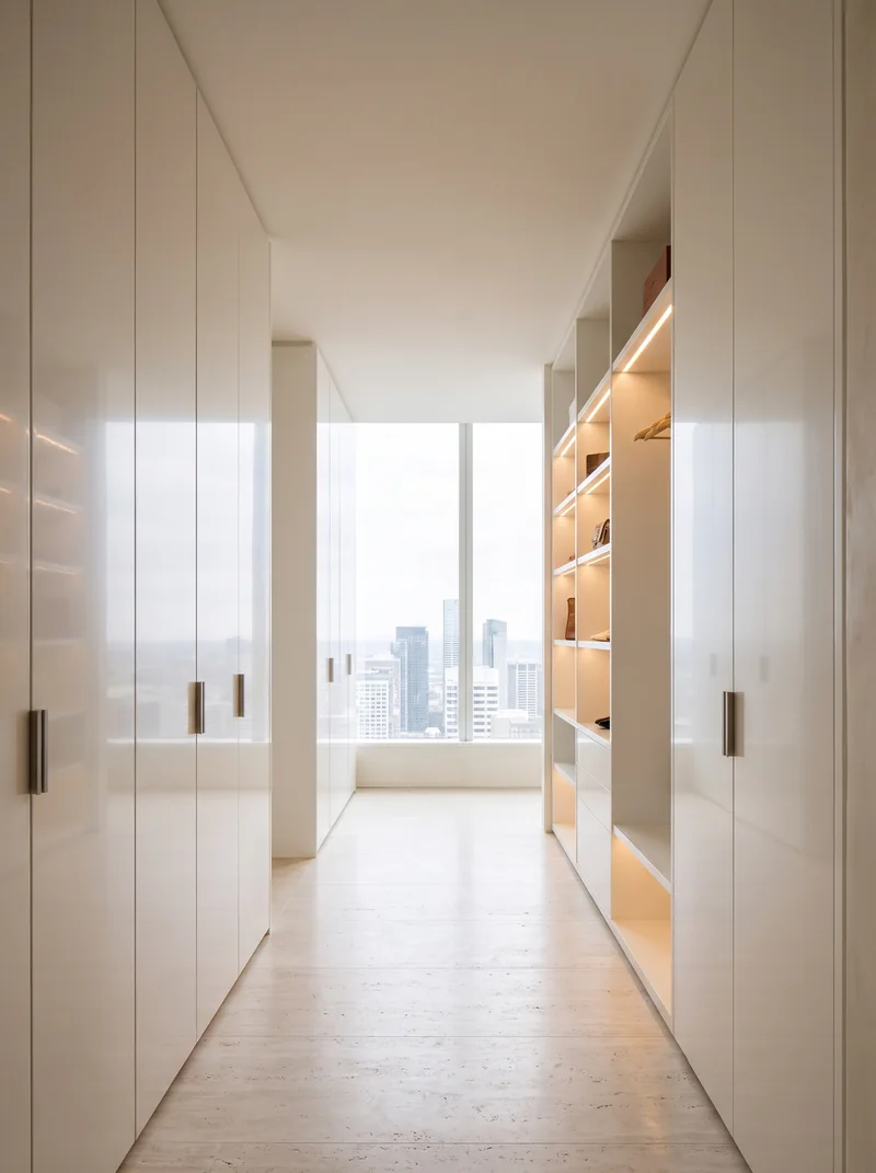 Enamel White bespoke cabinetry and architectural interior application
