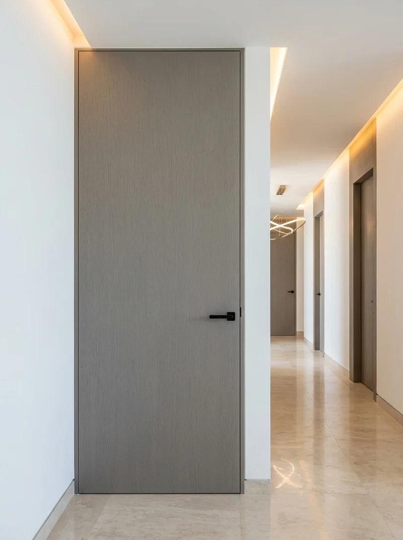 Gray Oak Soft minimalist luxury villa flush interior door application