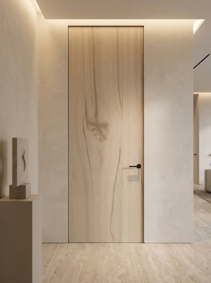 Light Beige Oak Soft minimalist luxury villa flush interior door application