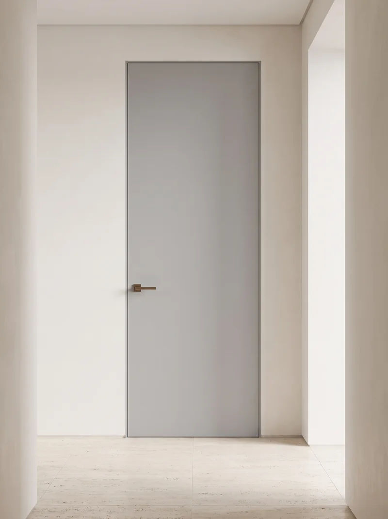 Light Gray minimalist luxury flush interior door application