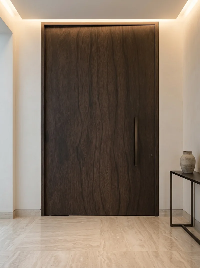 Mocha American Walnut Soft minimalist luxury villa flush interior door application