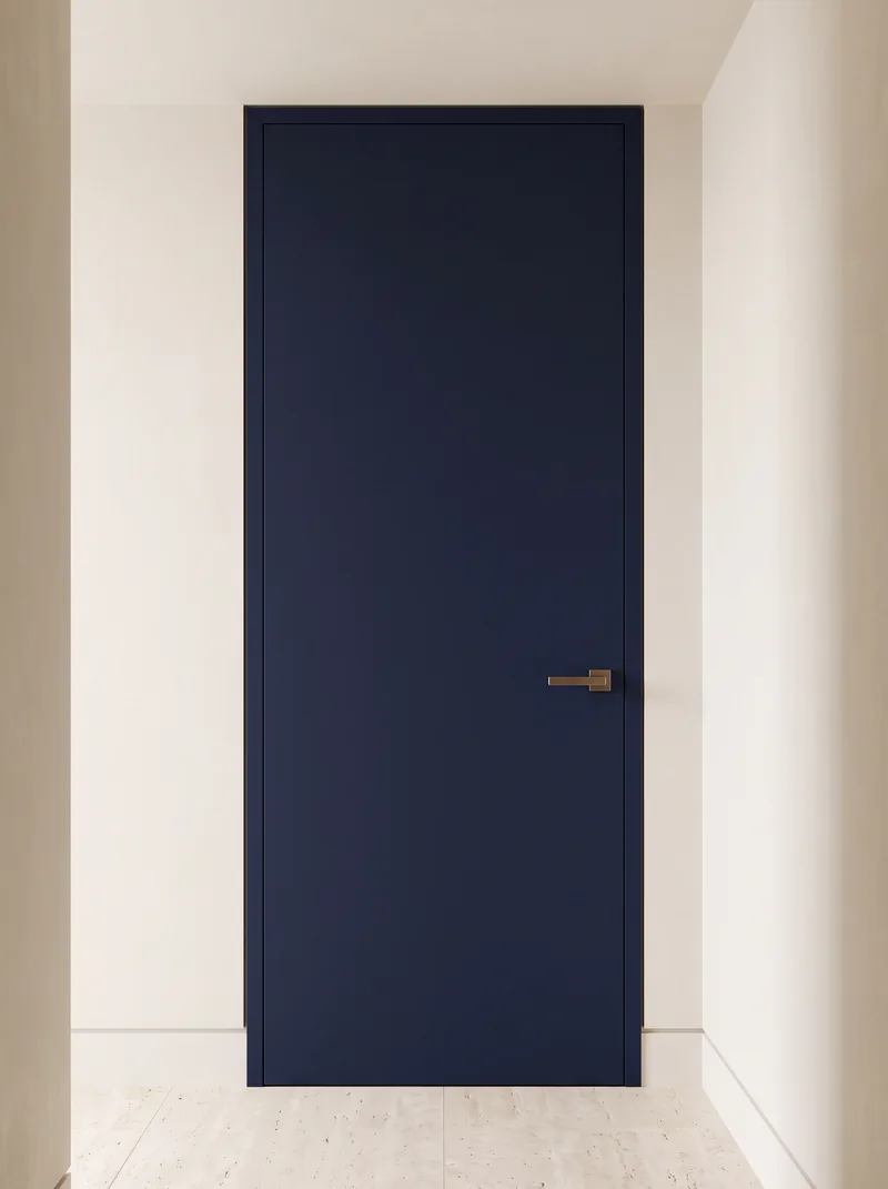 Navy Blue 315 minimalist luxury flush interior door application
