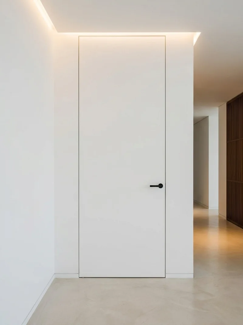 Snow White minimalist luxury villa flush interior door application