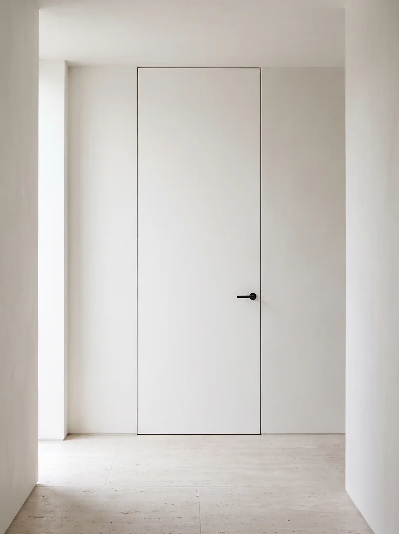 White 500 minimalist luxury flush interior door application